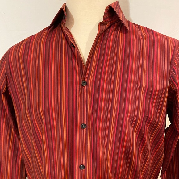 HUGO BOSS Men’s Striped Button Down Shirt Sz L - Picture 2 of 9